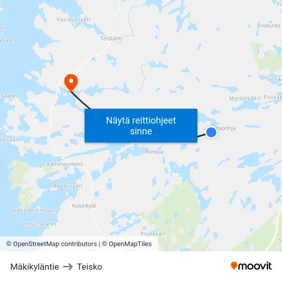 Mäkikyläntie to Teisko map