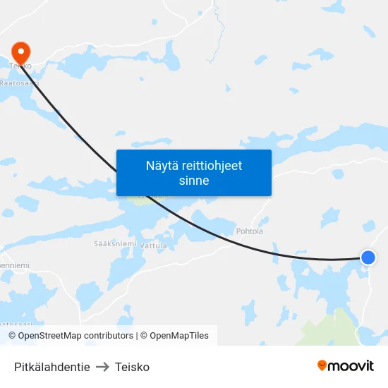 Pitkälahdentie to Teisko map