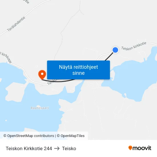 Teiskon Kirkkotie 244 to Teisko map