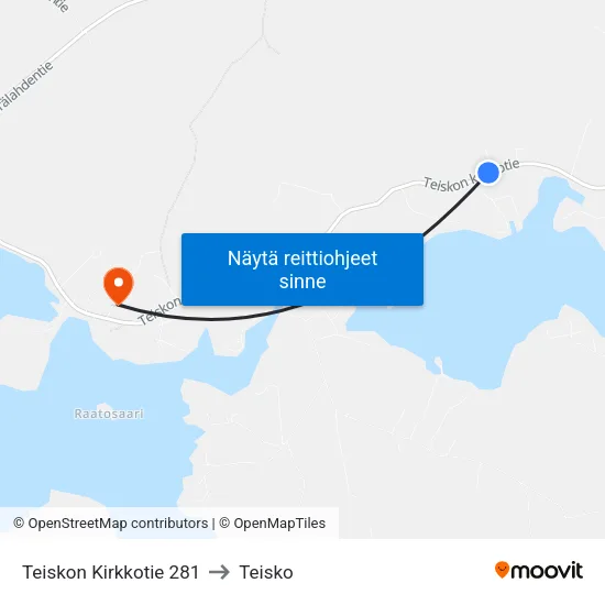 Teiskon Kirkkotie 281 to Teisko map