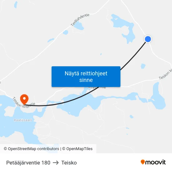 Petääjärventie 180 to Teisko map