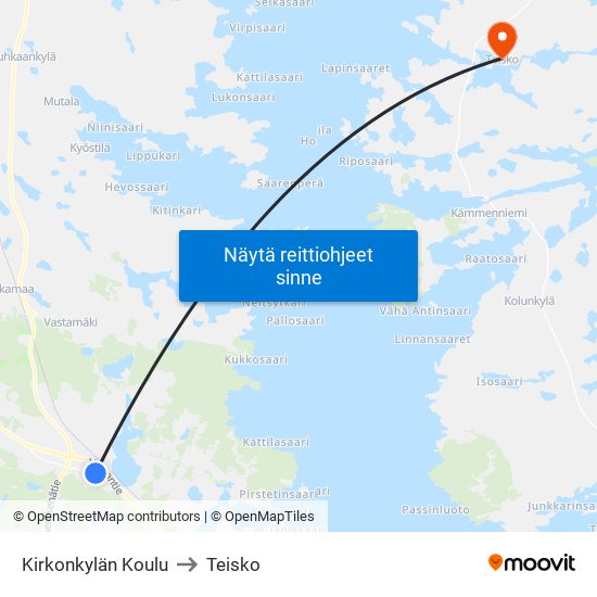 Kirkonkylän Koulu to Teisko map