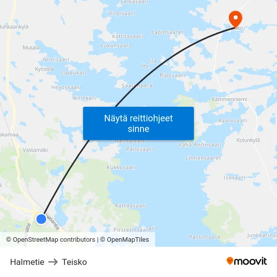 Halmetie to Teisko map