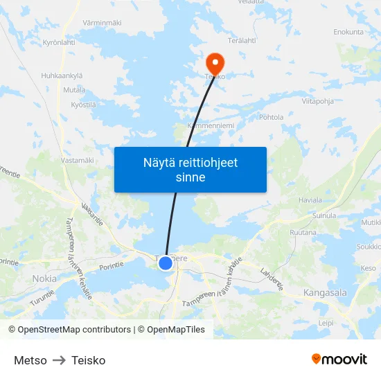 Metso to Teisko map