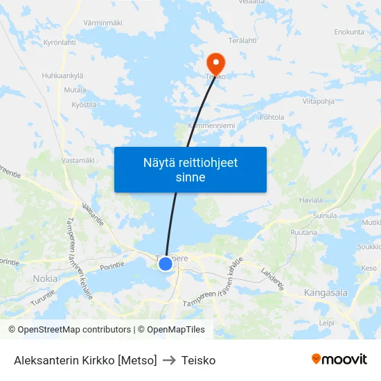 Aleksanterin Kirkko [Metso] to Teisko map