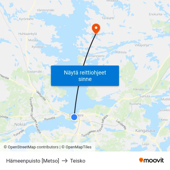 Hämeenpuisto [Metso] to Teisko map