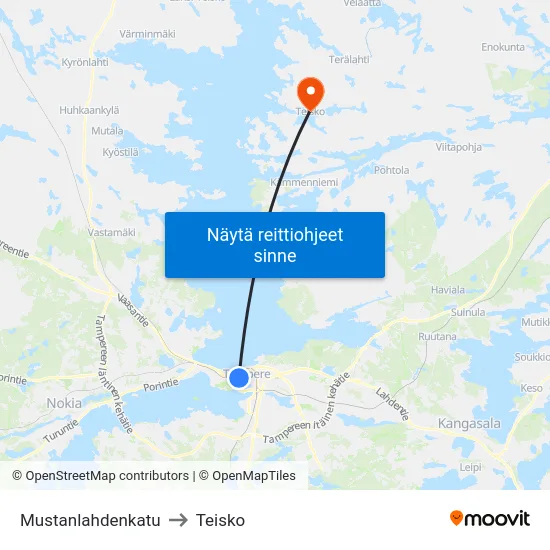 Mustanlahdenkatu to Teisko map