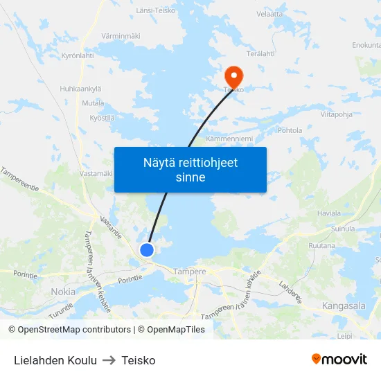 Lielahden Koulu to Teisko map