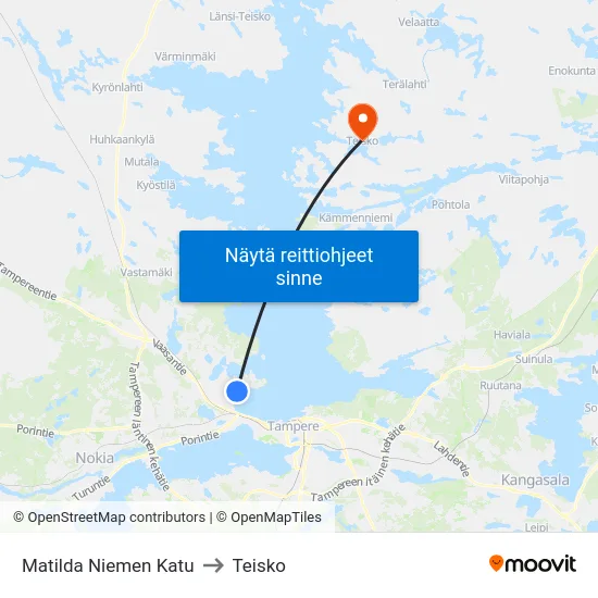 Matilda Niemen Katu to Teisko map