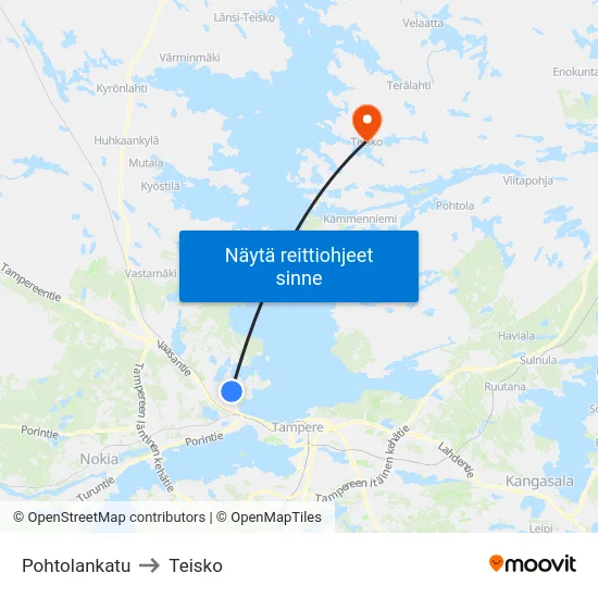Pohtolankatu to Teisko map