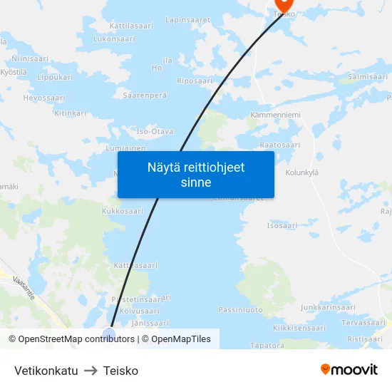 Vetikonkatu to Teisko map
