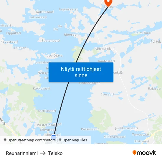 Reuharinniemi to Teisko map