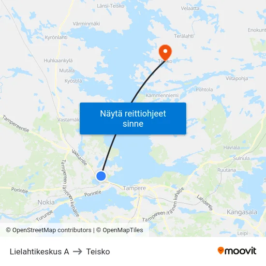 Lielahtikeskus A to Teisko map