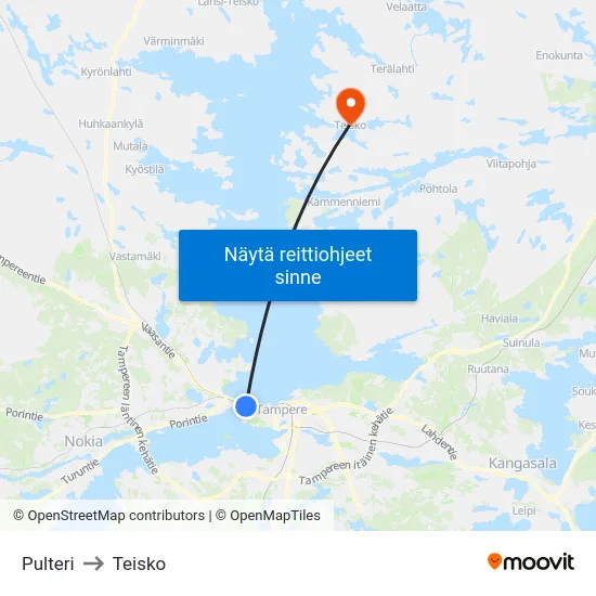 Pulteri to Teisko map