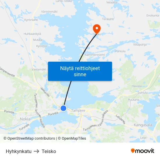 Hyhkynkatu to Teisko map
