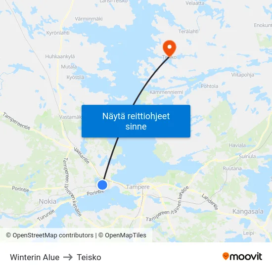 Winterin Alue to Teisko map