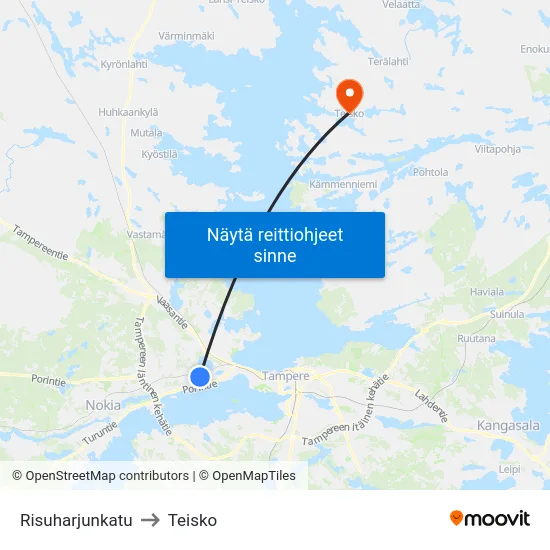 Risuharjunkatu to Teisko map