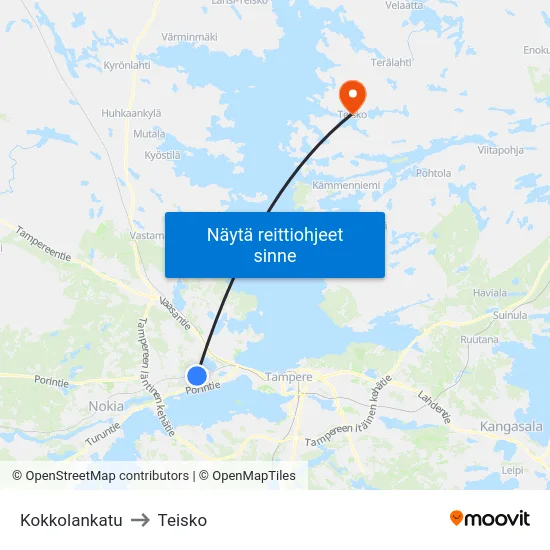 Kokkolankatu to Teisko map