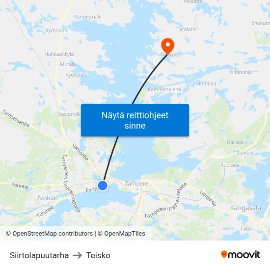 Siirtolapuutarha to Teisko map