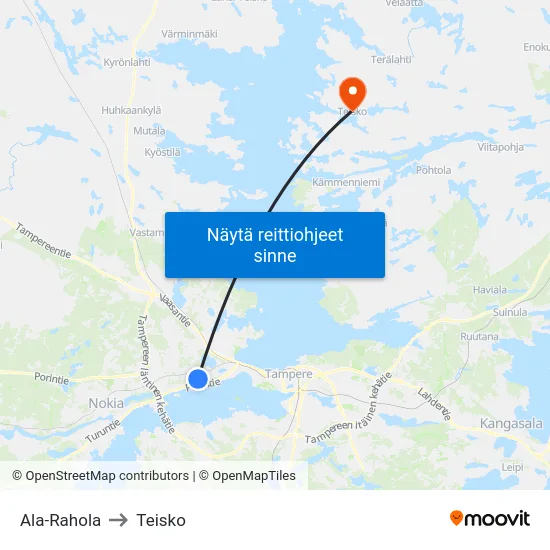 Ala-Rahola to Teisko map