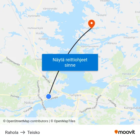 Rahola to Teisko map