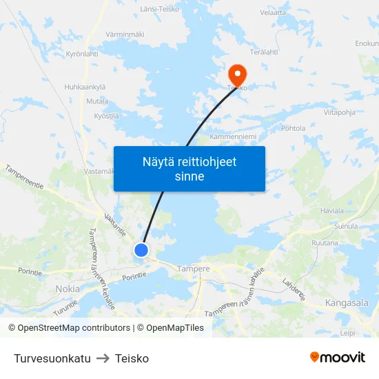 Turvesuonkatu to Teisko map