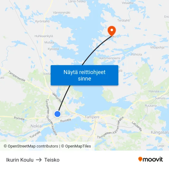 Ikurin Koulu to Teisko map