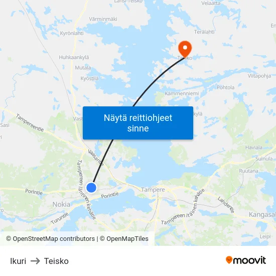 Ikuri to Teisko map