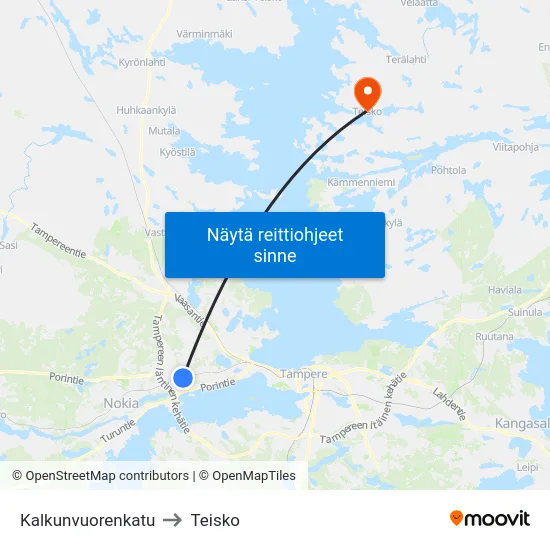 Kalkunvuorenkatu to Teisko map