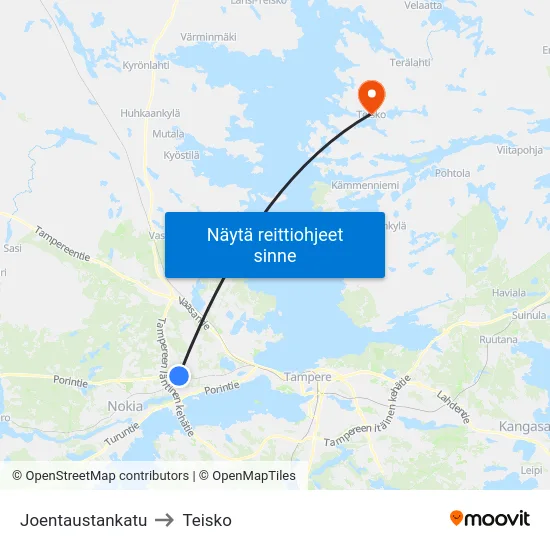Joentaustankatu to Teisko map