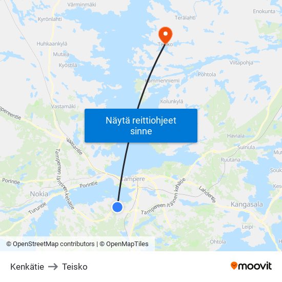 Kenkätie to Teisko map