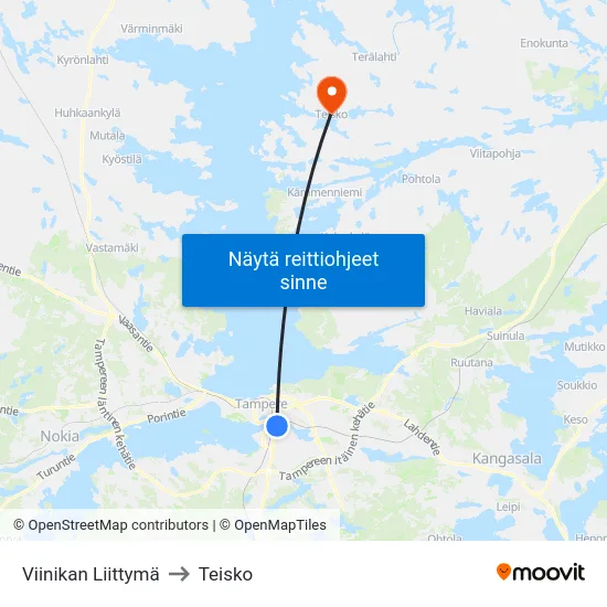 Viinikan Liittymä to Teisko map