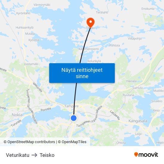 Veturikatu to Teisko map