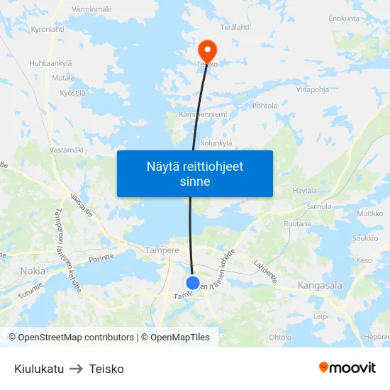 Kiulukatu to Teisko map