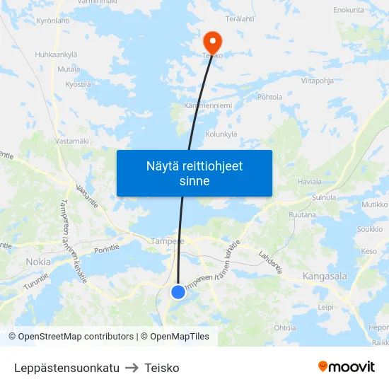 Leppästensuonkatu to Teisko map