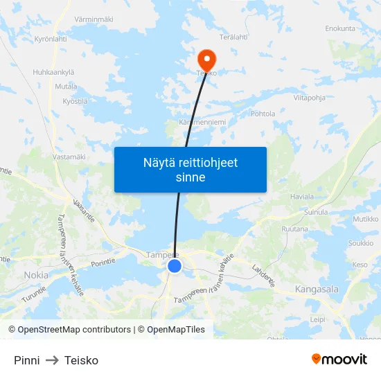 Pinni to Teisko map