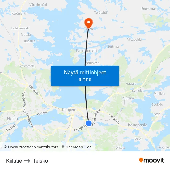 Kiilatie to Teisko map