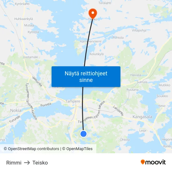 Rimmi to Teisko map