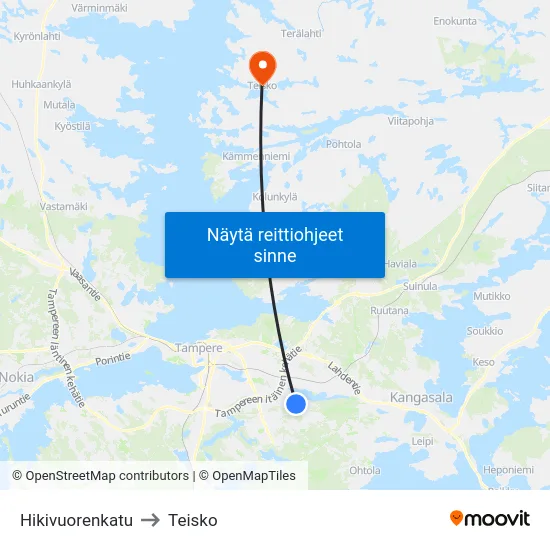 Hikivuorenkatu to Teisko map