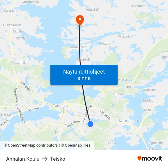 Annalan Koulu to Teisko map