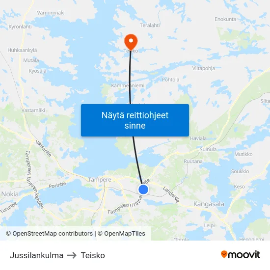 Jussilankulma to Teisko map