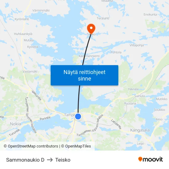 Sammonaukio D to Teisko map