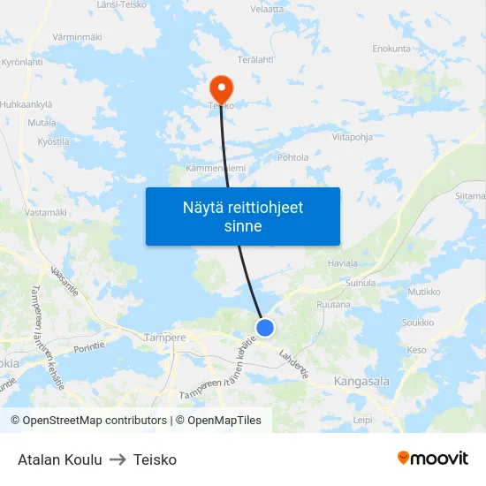 Atalan Koulu to Teisko map