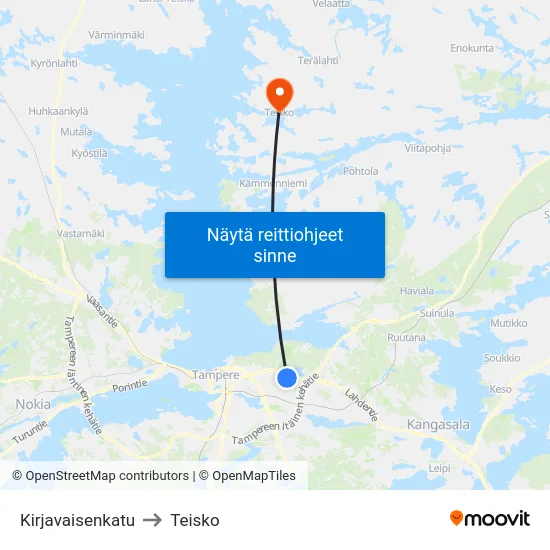 Kirjavaisenkatu to Teisko map