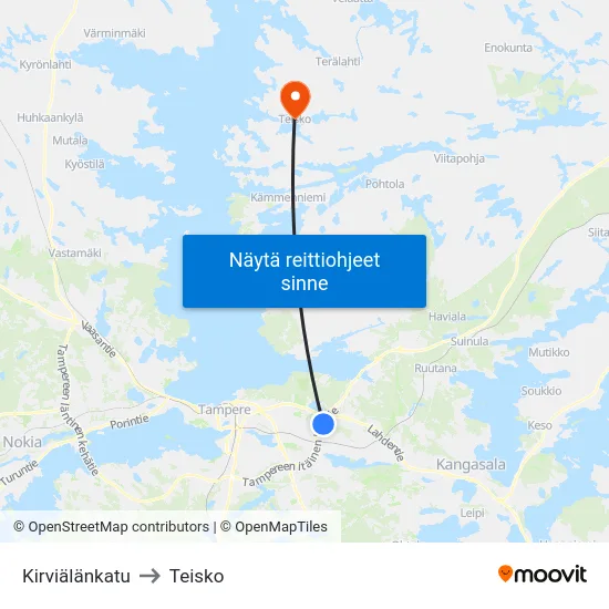 Kirviälänkatu to Teisko map