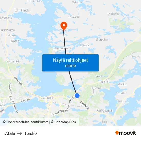 Atala to Teisko map