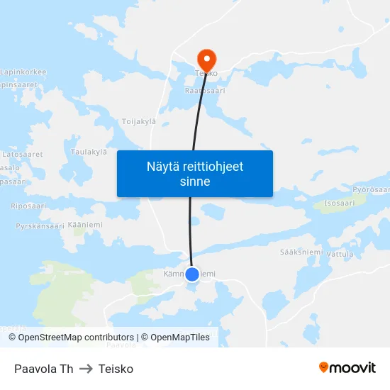 Paavola Th to Teisko map