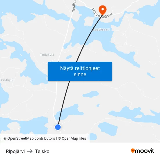 Ripojärvi to Teisko map