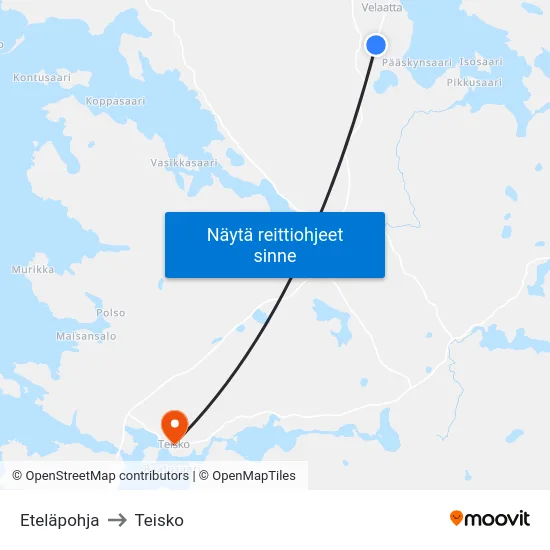 Eteläpohja to Teisko map
