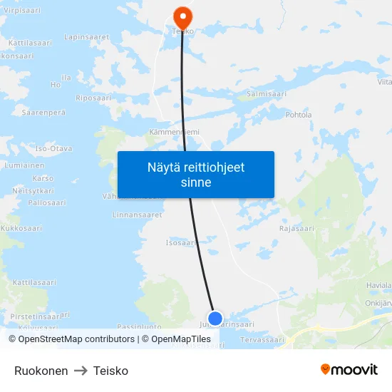 Ruokonen to Teisko map